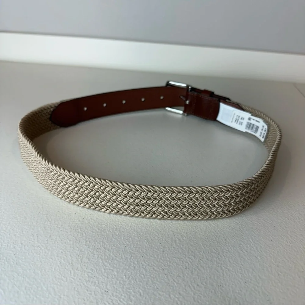 NEW Class Club Boy’s Brown Khaki Stretch Woven Cowhide Belt Size 26 28